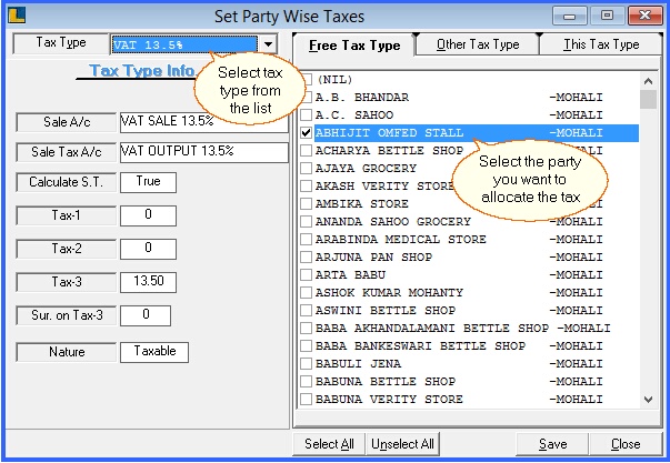 fmcg set party wise taxes